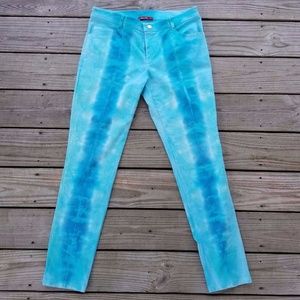 blue Tie Dyed denim skinny jeans summer boho